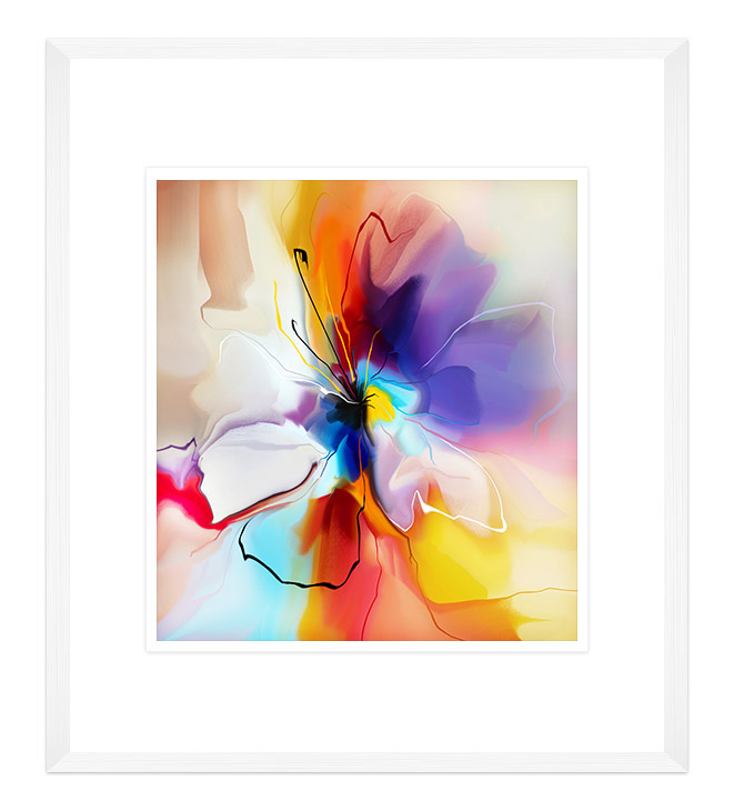 FP255 Wall décor art framed print abstract floral white frame